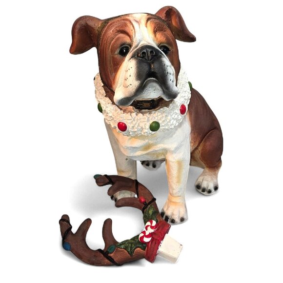 Cracker Barrel Mingle Jingle Holiday Bulldog Reindeer statue (24 inches) - Picture 6 of 9